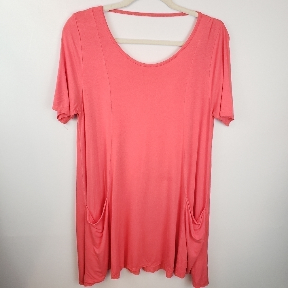 A.gain Coral Soft Open Back Tunic Size M